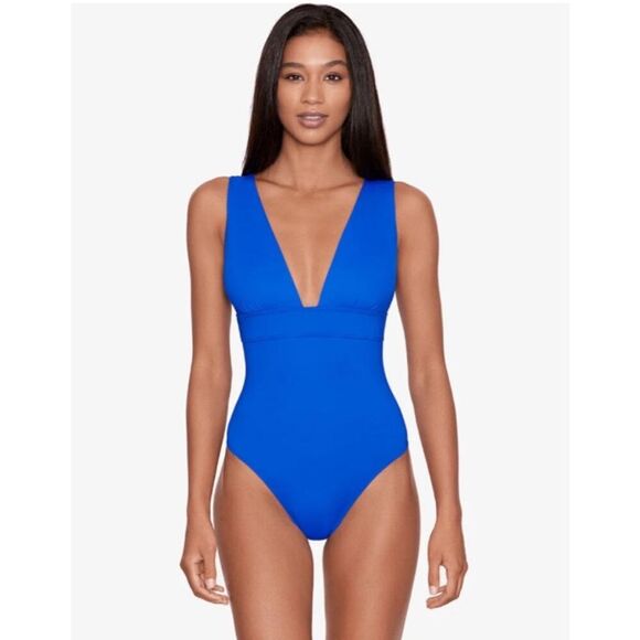 Ralph Lauren Beach Club Solids Modern V-Neck One Piece Swimsuit Size 6 - Picture 1 of 7